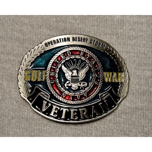 Vtg Silver Operation‎ Desert Storm Veteran Belt Buckle Resin Made In USA - Picture 6 of 9